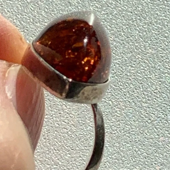 Designer ZIV Baltic Amber sterling ring size 7 - Picture 8 of 9